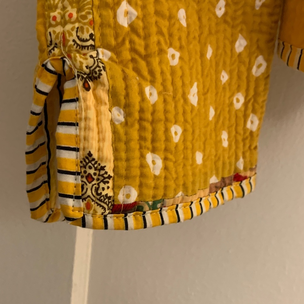 Colorful Yellow Patchwork Jacket - image 5